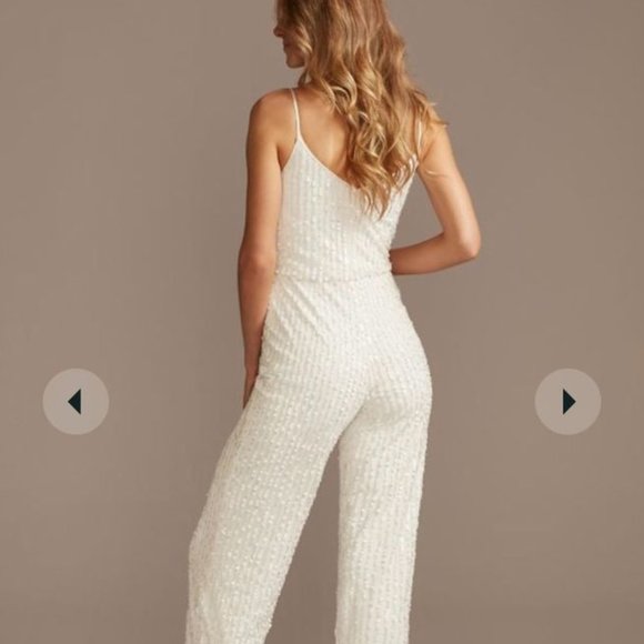 White Sequin Jumpsuit 18 - Picture 1 of 7